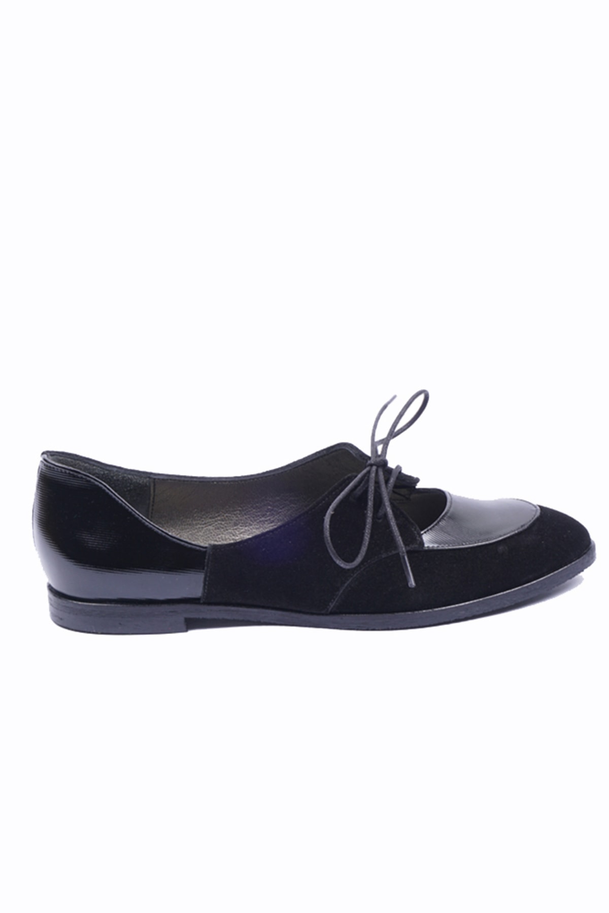 Lo Mejor Shoes Wenty Deri Özel Tasarım Kadın Babet Ayakkabı - Renk Süet Siyah OH10824