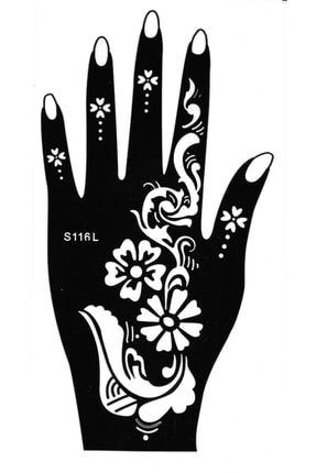 1 Adet Hint Kınası Şablonu Kına Düğün Özel Gün Hand Tattoo Sol El bb-ss-bb