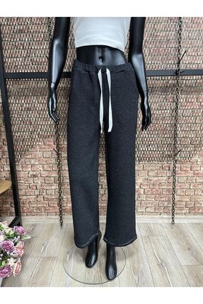 Bol Paça Pijama Altı Reels model-siyah kırçıllı ottoman