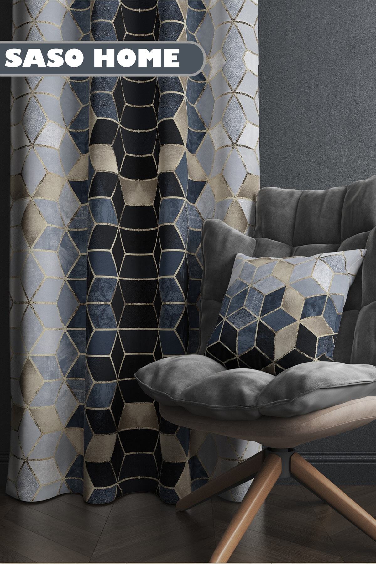 SasoHome-Pernă decorativă cadou cu mozaic bleumarin - husă de pernă 2
