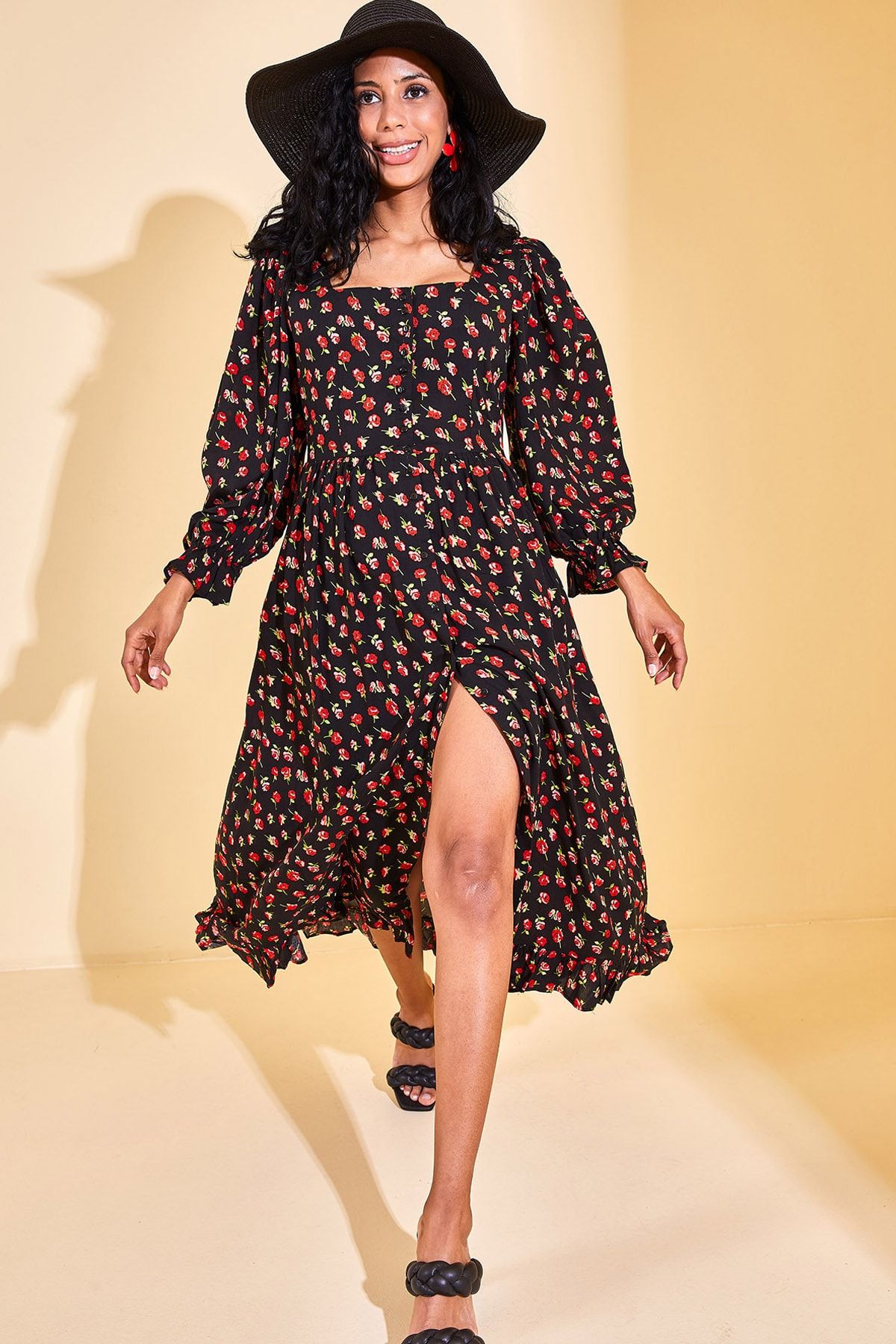 XHAN Kleid Schwarz Wickelschnitt Fast ausverkauft FN8094