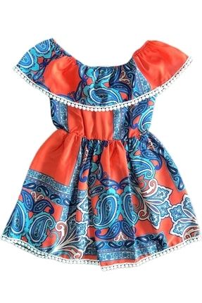 Çiçekli Ponponlu Renkli Elbise RE2083