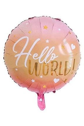 Hello World Baby Shower Folyo Balon Pembe dmsflly010