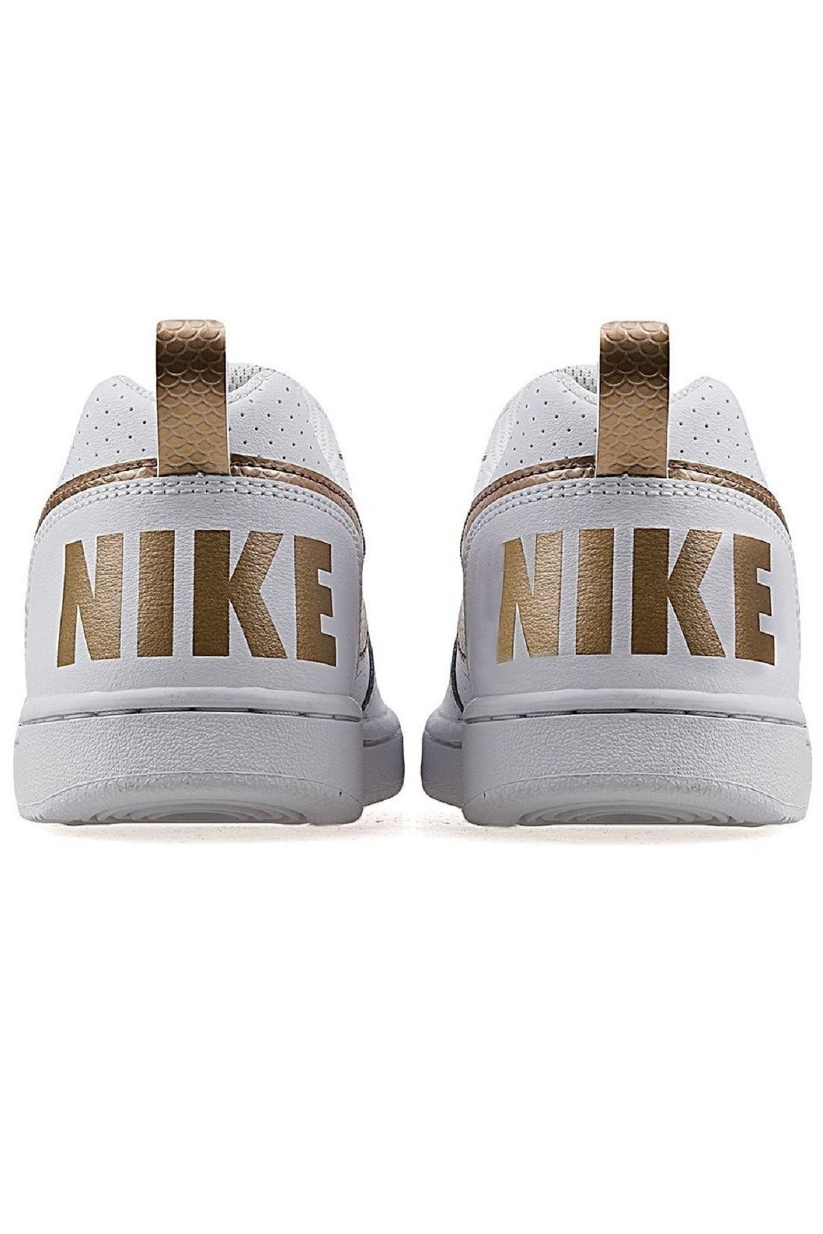 Nike Court Borough Low Ep Gs Leather Genuine Leather White Gold Sneaker