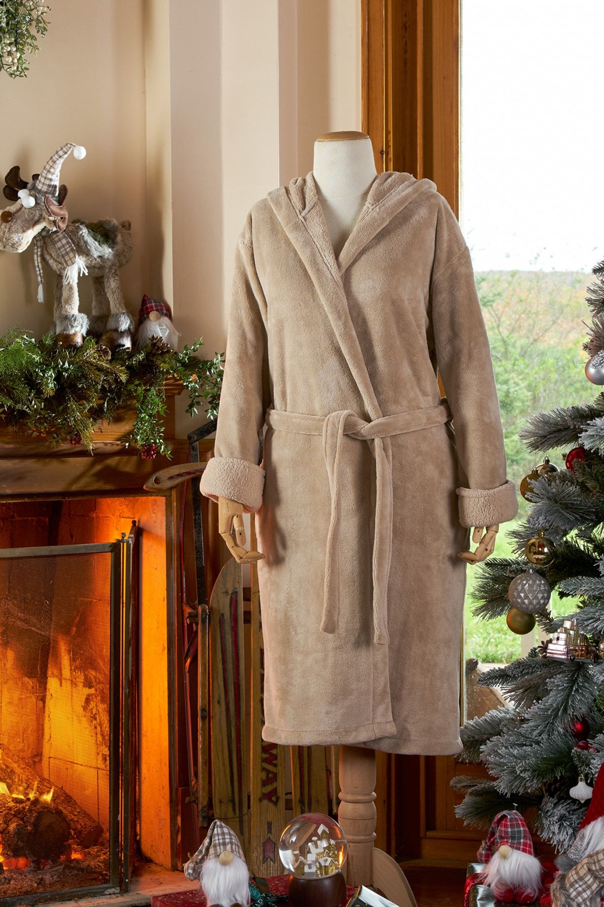 Karaca Home Woodland Bej Cozy Sabahlık L/XL