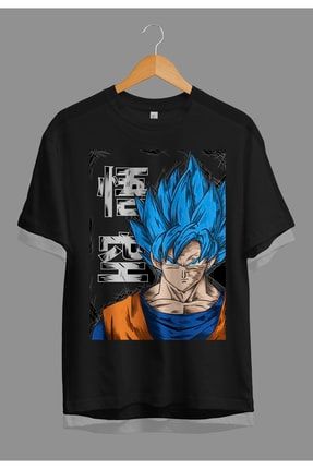 Oversize Dragon Ball Z Son Goku Anime Tasarım Baskılı Tişört AKRB0054V