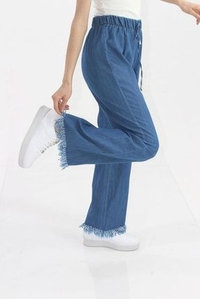 Kadın Jean Mavi Püskül Paça Pantolon 1610 C0-T0005-00000