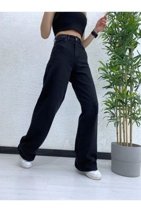 Siyah Süper Yüksek Bel Wide Leg Jeans Likralı Bol Paça Kot Pantolon SiyahBolPaça..ia..190522meva09222