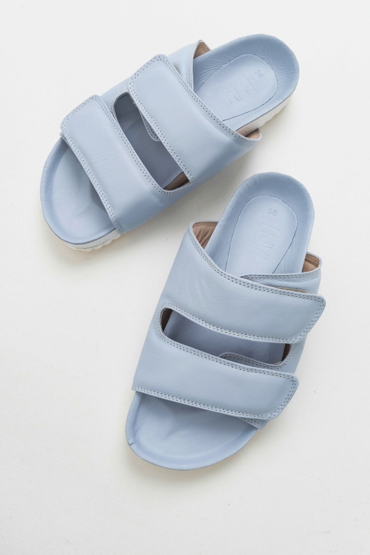 Luvi Noza Baby Blue Skin Genuine Leather Women s Slippers