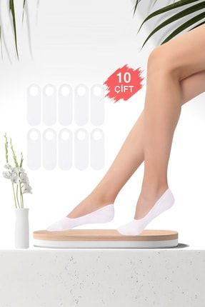 10 Çift Kadın Beyaz Görünmez Babet Çorap SPA-CRP-073