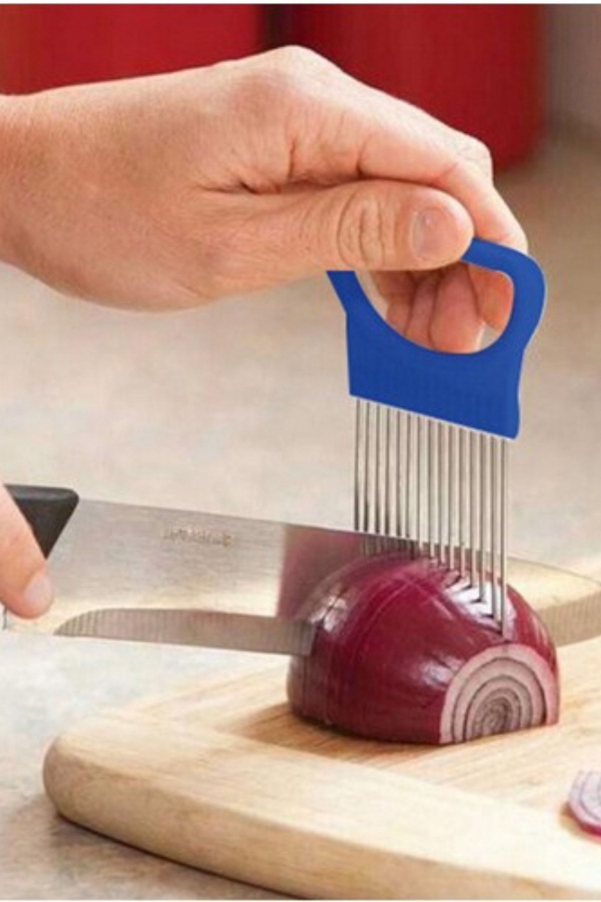Bakcall-Stainless Steel Onion Holder Cutter Fork Onion Tomato Slicer Onion Comb 1