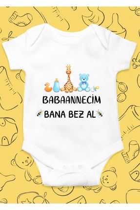 Babaanne Bana Bez Al Yazılı Bebek Zıbın Body AYZ6546646754165