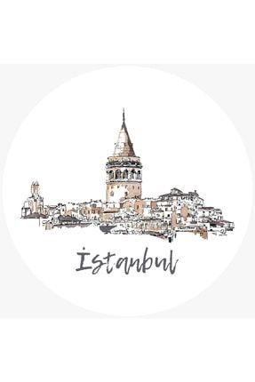 Istanbul Tarihi Desenli Yuvarlak Mouse Pad Kaymaz Tabanlı 2146 95800143994706