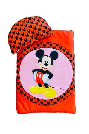 Unisex Bebek Kırmız Renk Soft Mickey Mouse Yastıklı Alt Açma Seti 2 Parça LTMCK01
