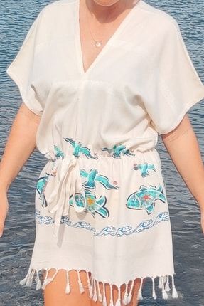 Pamuklu Kadın Plaj Elbisesi Pareo BYK001
