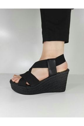 Dolgu Topuklu Elastik Kumaş Kadın Sandalet-yazlık Ayakkabı A038-798