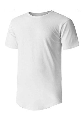 %100 Pamuk Uzun Damla Kesim Tshirt Pamuk Silim Fit Beyaz Renk VRZTH1