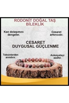 Sertifikalı Rodonit Doğal Taş Bileklik 6 Mm - B842 ODTMTA82