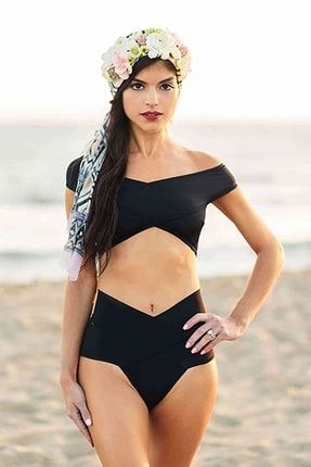 Paris Beachwear Siyah Çapraz Tasarım Bikini Takımı 5589