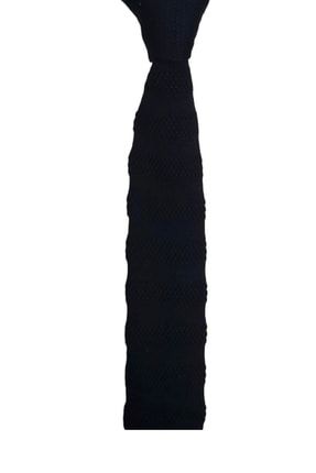 Siyah Kabartma Desenli Örgü Kravat 223419