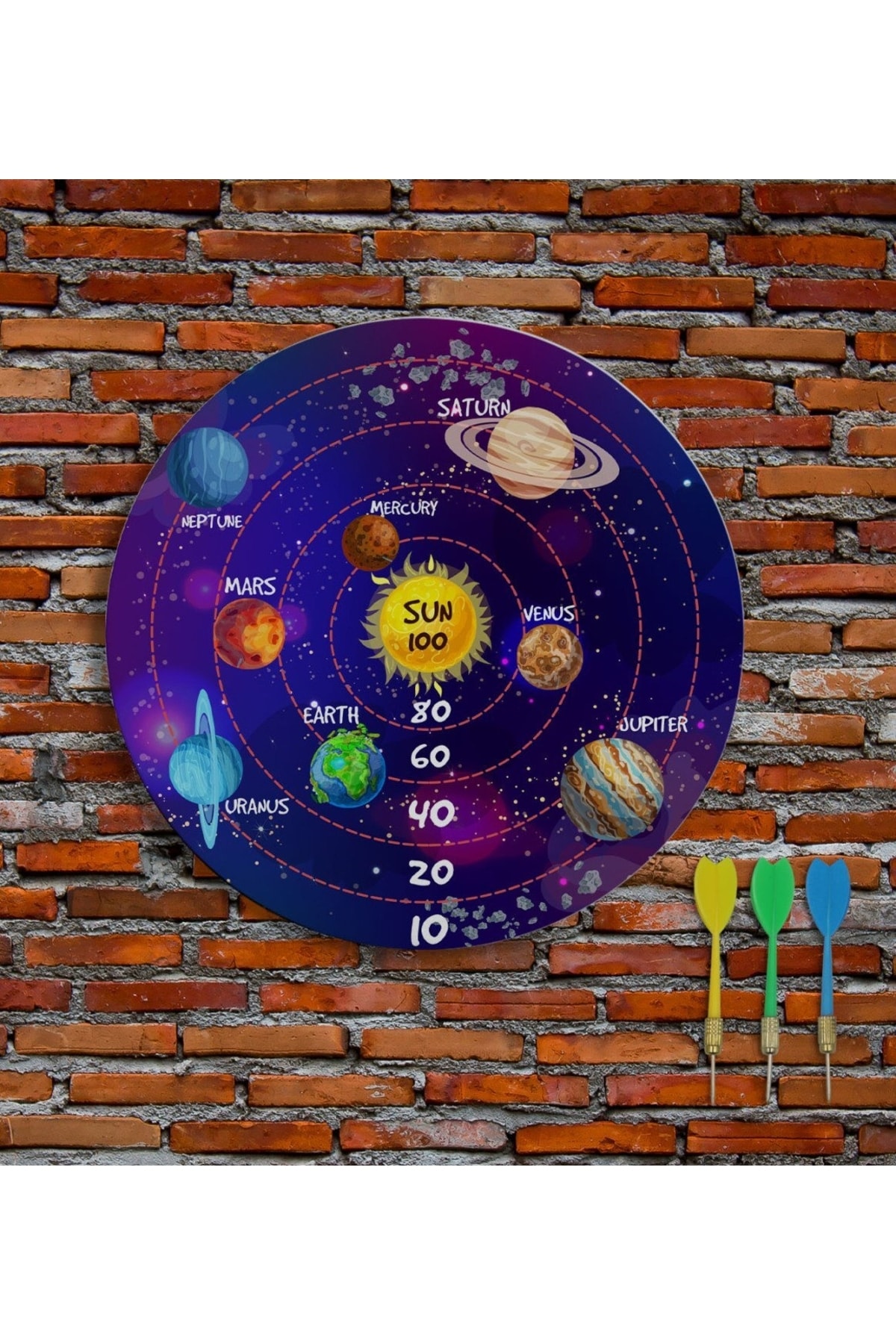 Bk Gift Gift Güneş Sistemi Tasarımlı 40cm Dart Oyun Seti