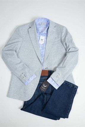 Blazer Ceket Kot Pantolon Desenli Gömlek (3LÜ KOMBİN) MSTKM-121