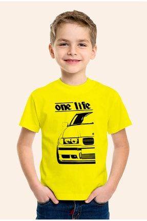 Bmw One Life Baskılı Sarı Çocuk T-shirt STC001244