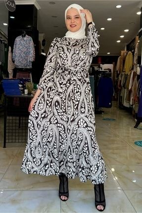 Kadın Retro Desenli Elbise S27990