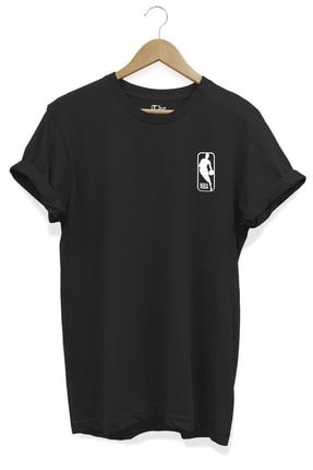 Siyah Unisex Basketbol Logo Baskılı Kısa Kollu T-shirt TB0ST004