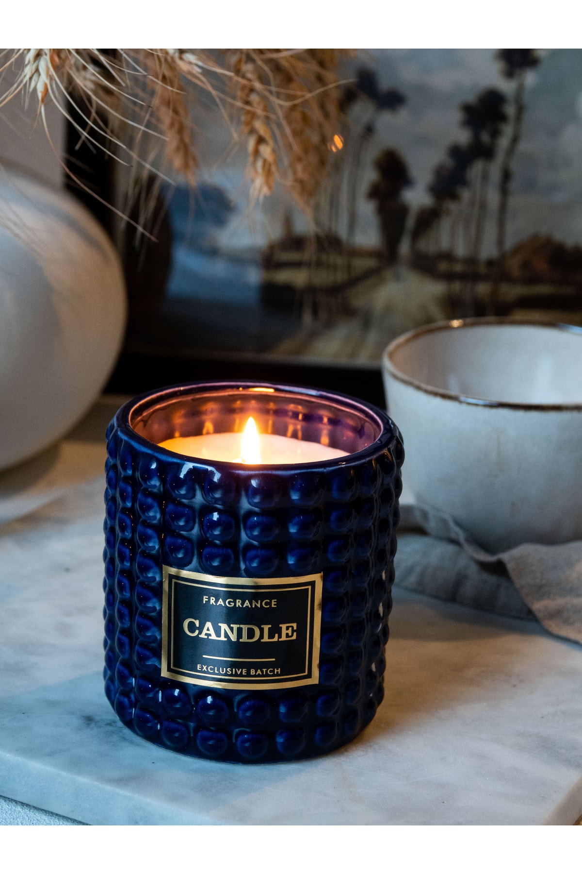 Patchouli Scented Ceramic Decorative Candle Gilded Label