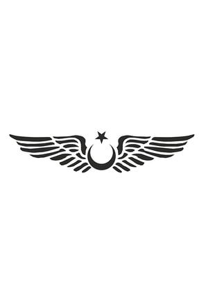 Ay Yıldız Kanatlı Türk Bayrağı Sticker 30 Cm Siyah Renk 0409210365