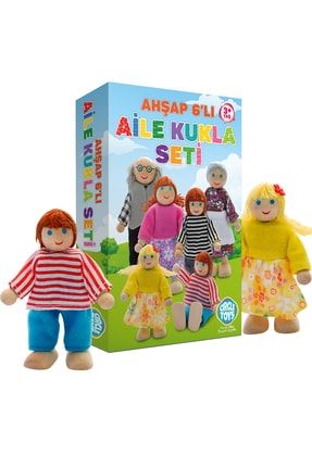 Ahşap 6'lı Aile Kukla Seti Crclkukla