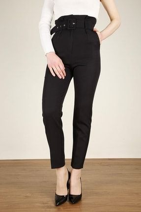 Kadın Kemerli Yüksek Bel Kumaş Pantolon NG-303