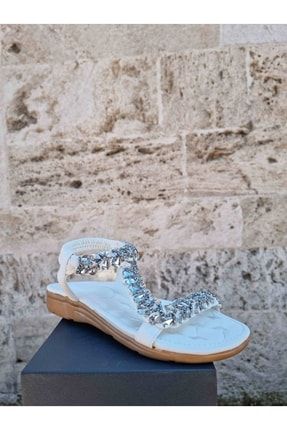 Kadın Topuk Destekli Yazlık Taşlı Sandalet 22Y120-10-SEC