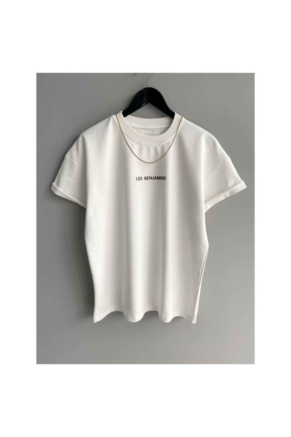 wicromed Erkek Beyaz Yazı Detaylı Baskılı Oversize Tshirt