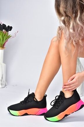 Siyah/multi Kumaş Kalın Tabanlı Kadın Sneakers Spor Ayakkabı M848440004