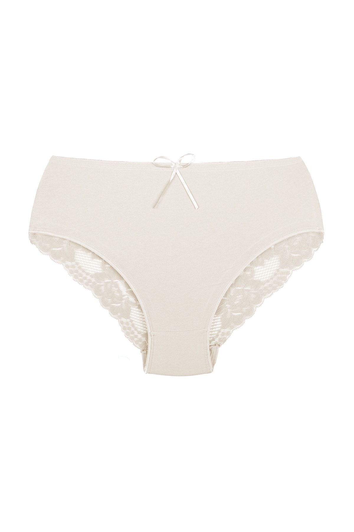 Zena Ecru Cotton Plus Size Women's Panties with Lace Detail on the Back -  Trendyol