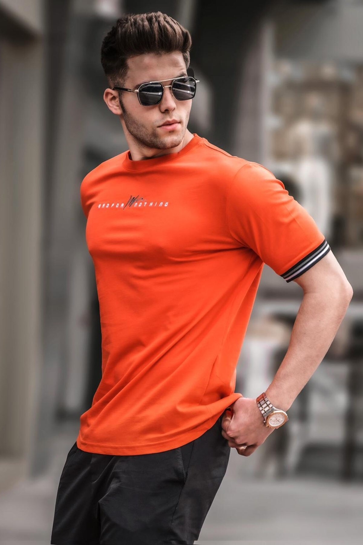 Madmext T-Shirt Orange Regular Fit