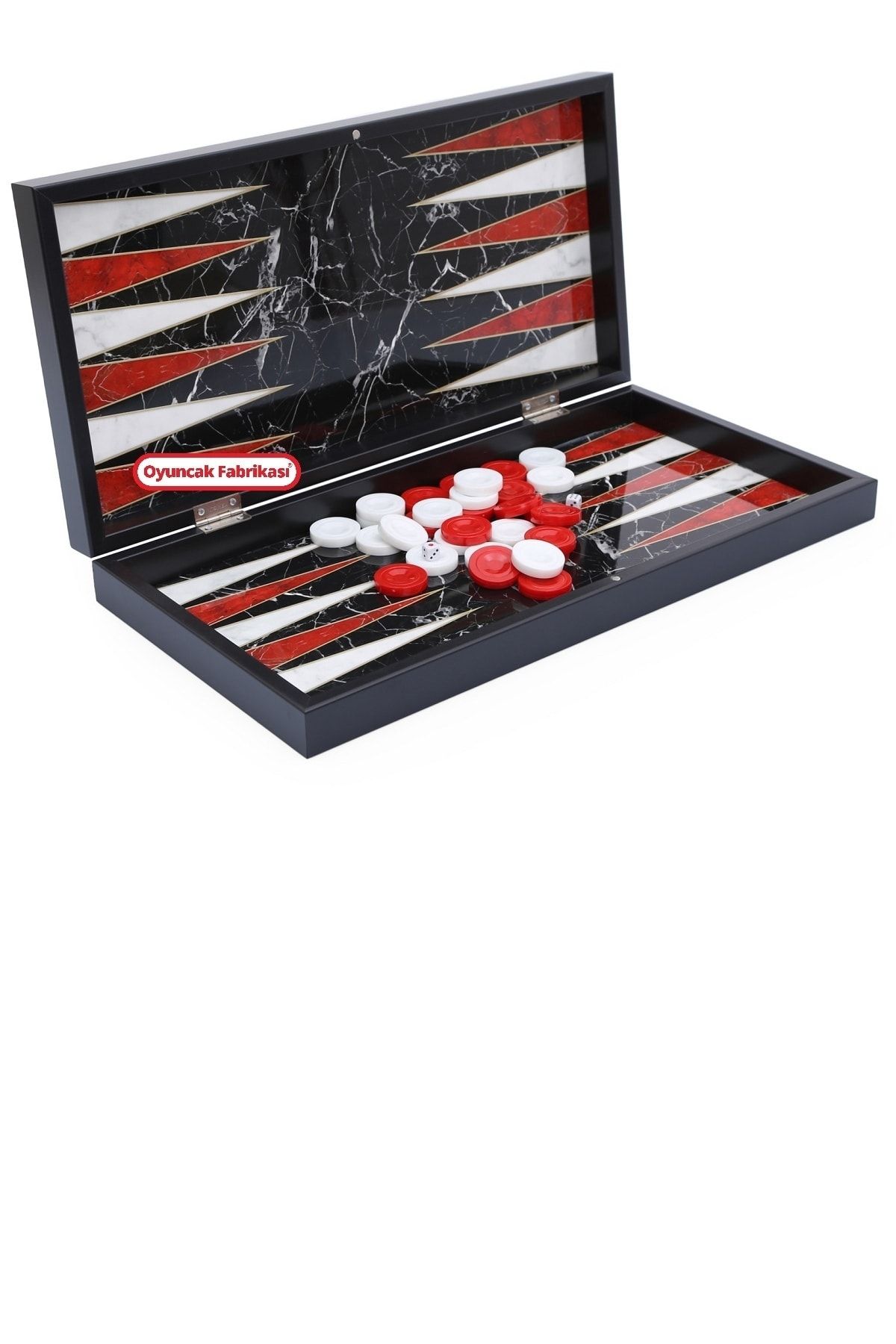 Miajima-Black Marble Patterned Backgammon Set Large Size 3