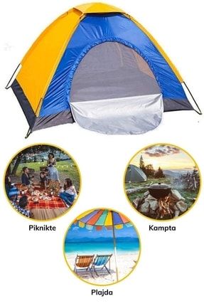 3 Kişilik Kamp Çadırı Kolay Kurulum Su Geçirmez Aile Plaj Çadırı 200x150x110 KAMP ÇADIRI 3K