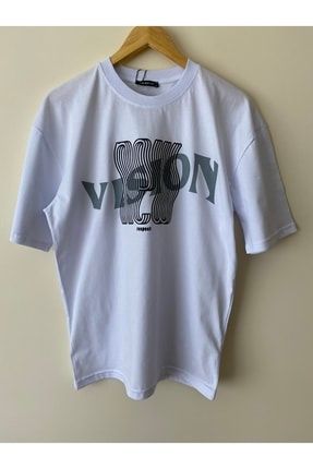 Erkek Oversize Vısıon Baskılı Yuvarlak Yaka Kısa Kollu T-shirt RMFVISION-1005