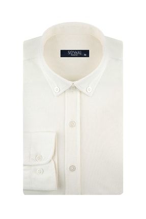 Slim Fit Oxford Beyaz Erkek Örme Gömlek 1773839