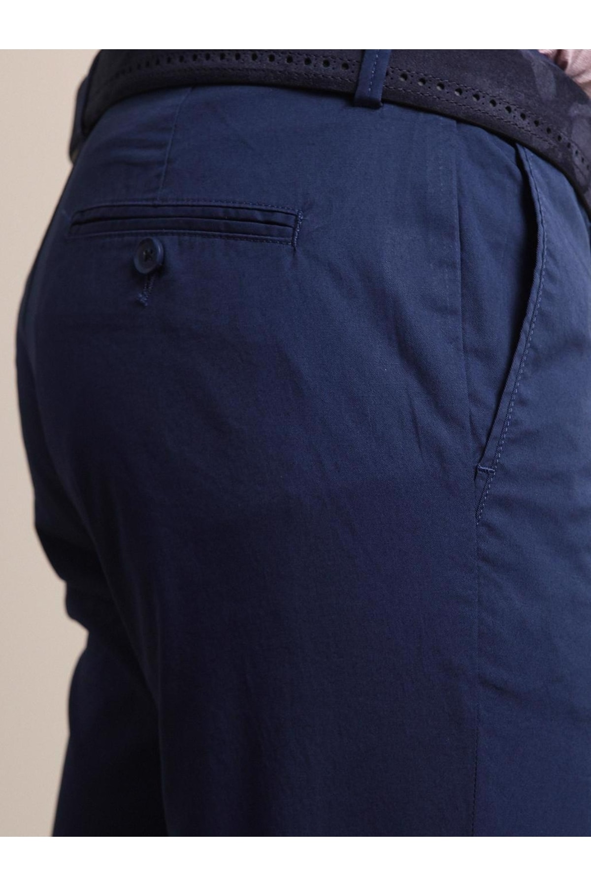 Kip  Gece Mavisi Düz Dokuma Regular Fit Casual Pamuk Karışımlı Pantolon - Görsel 4