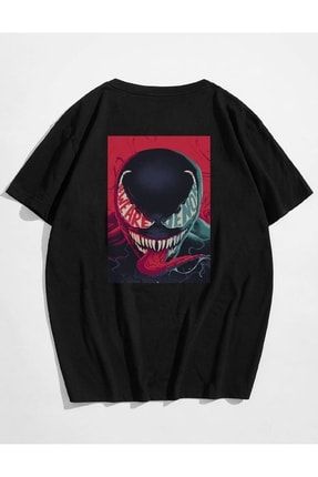 Unisex Siyah Venom Baskılı T-shirt aym907856