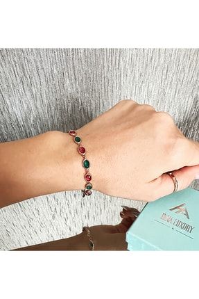 Topaz Doğal Taş Rose Gümüş Bileklik HL136-BL