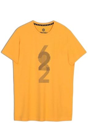 622 Tasarım Pamuk Bisiklet Yaka Sarı T-shirt 22’ Tshirt62222'