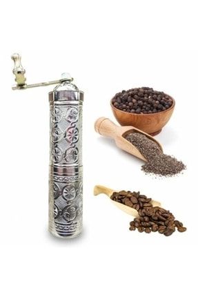 Uzun Kahve Karabiber El Değirmeni 21 cm - Metalik Beyaz PRA-3505610-8437