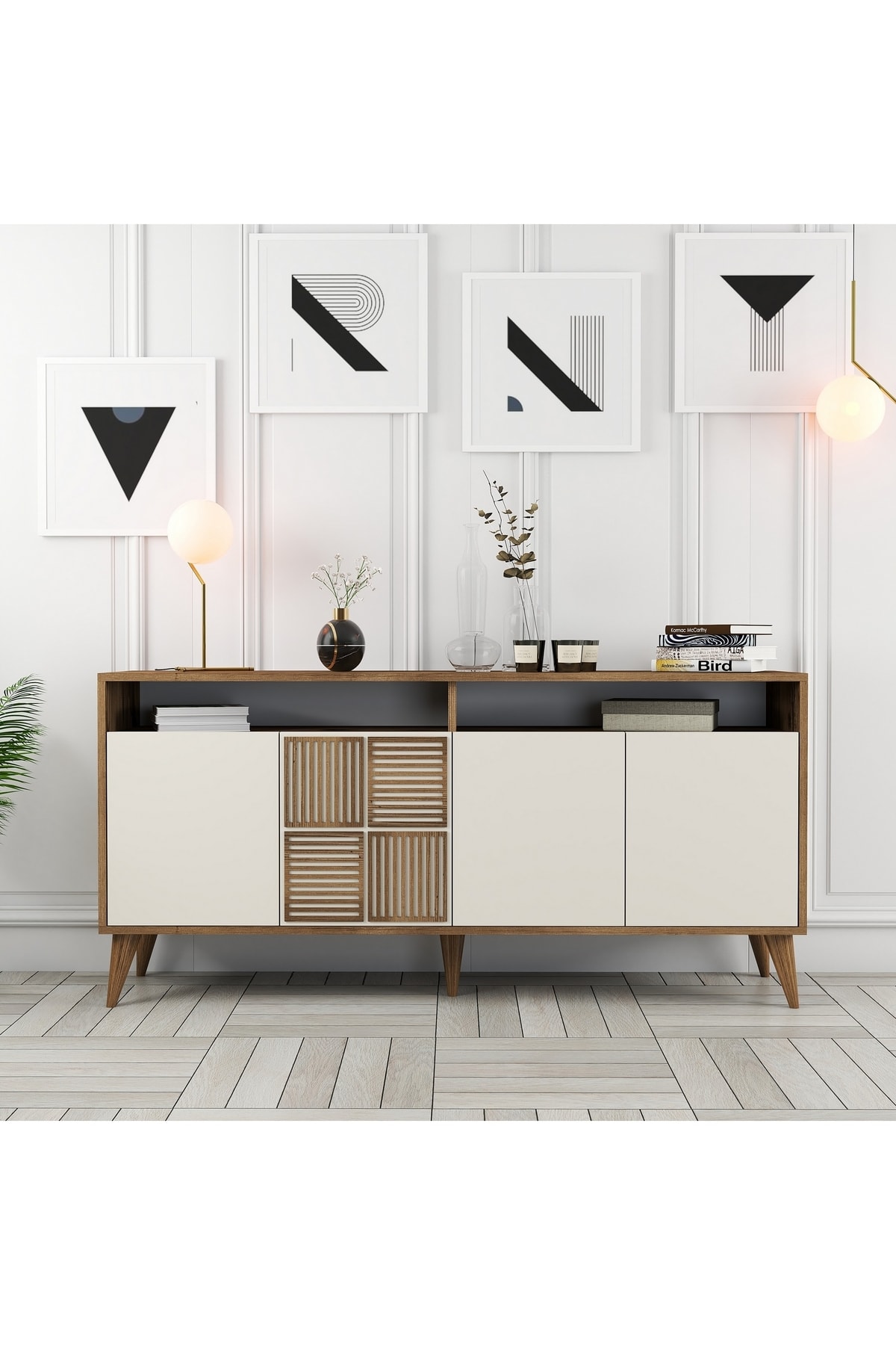 Variant Mobilya Milan 160cm Konsol - Ceviz / Krem