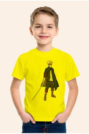 Anime Naruto 4 Baskılı Sarı Çocuk Tshirt T-shirt Tişört STC001539