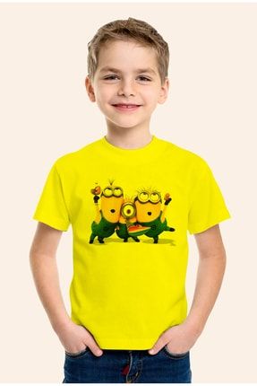 Minyonlar Baskılı Sarı Çocuk T-shirt STC001689